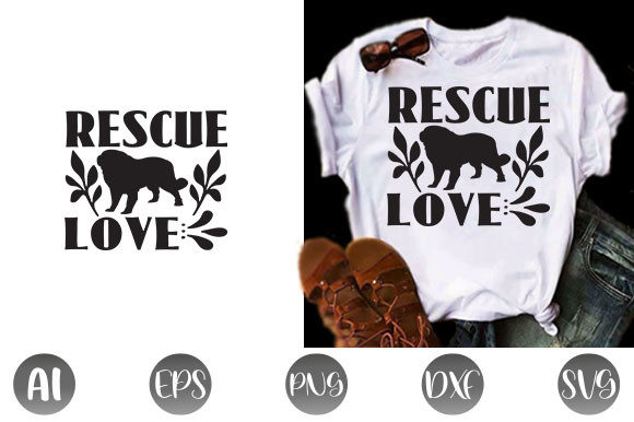Reviewing Dog Quote Design, Rescue Love for Embroidery